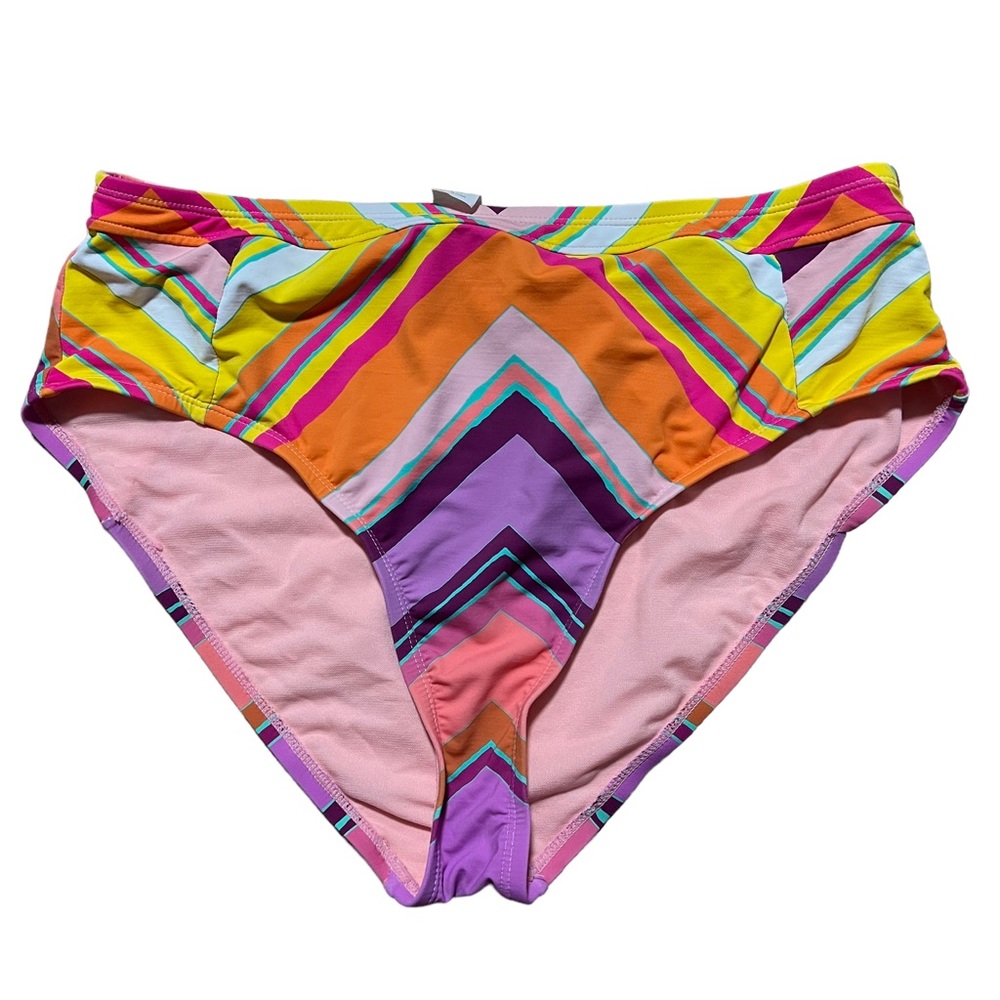 Gibson Latimer multi colored striped high waisted bikini bottoms Size X large
